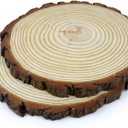 Large Wood Slices for Table Centerpieces, Natural Rustic Round, 12-13 Inch Diameter, Wedding Decor, Set of 2