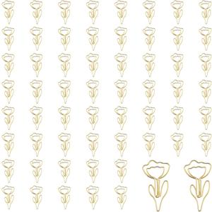 Cute Paper Clips, 60Pcs Decorative Paperclips Metal Flower Shaped Paper Clips Bookmarks for Home Office Supplies Desk File Organization Wedding Decoration