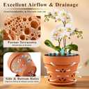 Terracotta Orchid Pots with Holes and Saucers, 6 Inch Set of 4 Clay Orchid Planter for Repotting, Terra Cotta Plant Pots for Flower Succulents Indoor and Outdoor Promotes Air Circulation