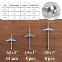 3 x HASWARE Toggle Bolt Zinc Plated Steel and Wing Nut for Hanging Heavy Items on Drywall 1/8 Multi (25 Pack)