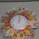 Outdoor Clock Thermometer Combo, Sun Outdoor Wall Clock, Silent Non-Ticking Outdoor Clocks Waterproof for Patio, Garden (Bronze)