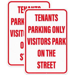 2 Pack Tenants Parking Only Sign Visitors Park On the Street Signs 12" x 18" Reflective Aluminum Resident Parking Sign for Private Property Parking Lots Home Driveways