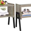 TUTOTAK Nightstnd, Set of 2, Stackable End Tables, Side Table, Bedside Tables with Open Storage Shelf, Bedroom, Living Room, Greige TB01BG039