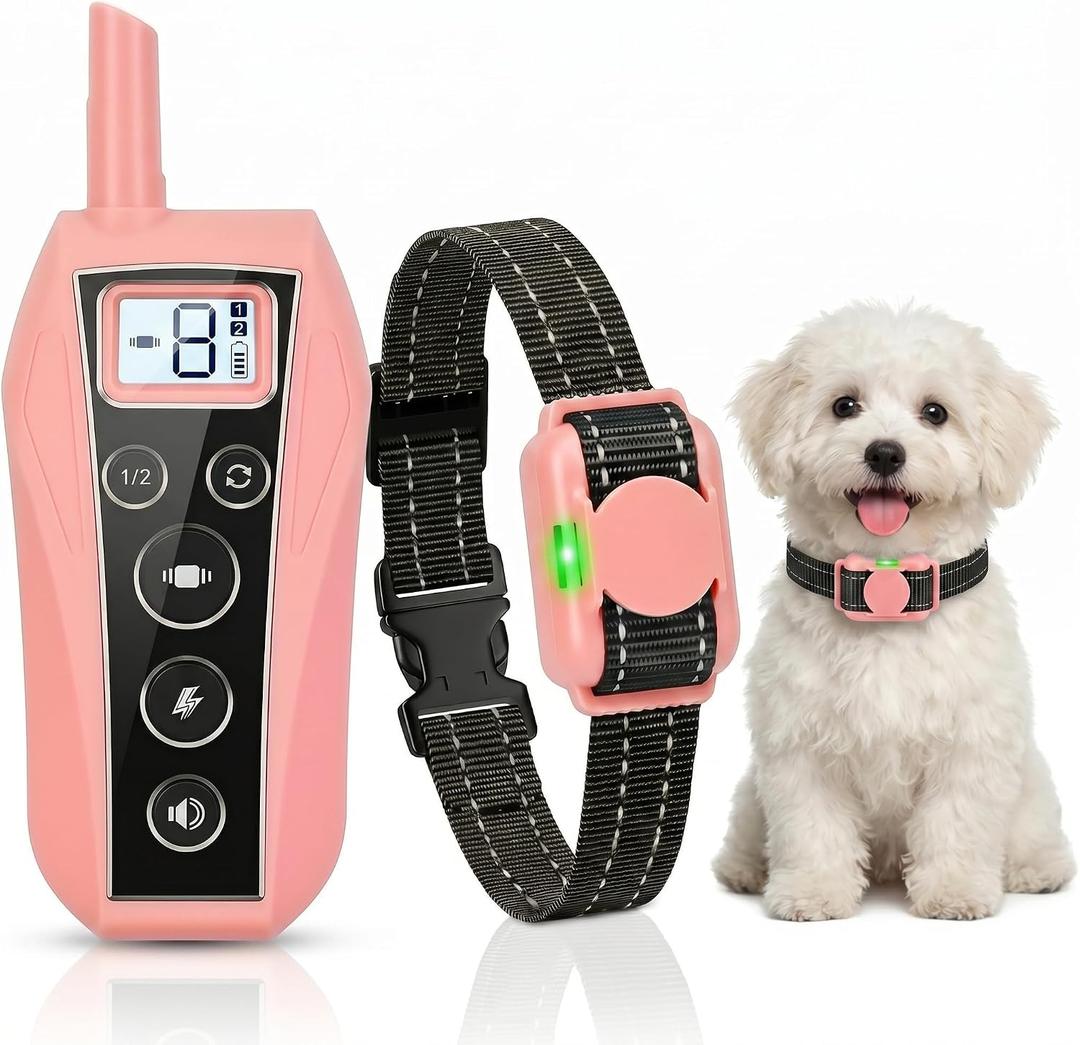 Mini Small Shock Collar for Small Dogs 5-30lbs, Ultra-Light & Thin 2000FT Dog Training Collar with Beep & Vibration & Safe Gentle Shock，IPX7 Waterproof,Pink