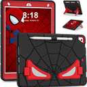 Compatible with Apple iPad 10.2 7th 8th 9th(2019/2020/2021) Tablet CaseLightweight Shockproof Rugged Protective Cover with Kickstand for Kids Children Boys Babies Black Red