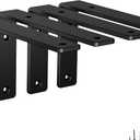 4-Pack 6 Inch Heavy Duty Shelf Brackets, Premium Floating L Bracket for Wall, Kitchen, Mantel Shelves Support | Quarter Inch (1/4") Thick | Black Powder Coated Steel