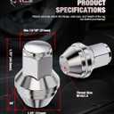 MZS M14x1.5 Lug Nuts, 21mm Hex Closed End Acorn Seat Wheel Nut for 2015+ F150 Expedition Navigator / 2022+ Bronco Factory Wheels, One-Piece Design, Replace OEM ACPZ-1012-B 611-008, Chrome, 24Pcs