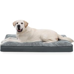 Dog Crate Bed Waterproof Deluxe Plush Dog Beds with Removable Washable Cover Anti-Slip Bottom Pet Sleeping Mattress for Large, Medium, Jumbo, Small Dogs, 41 x 27 inch, Gray (Grey)