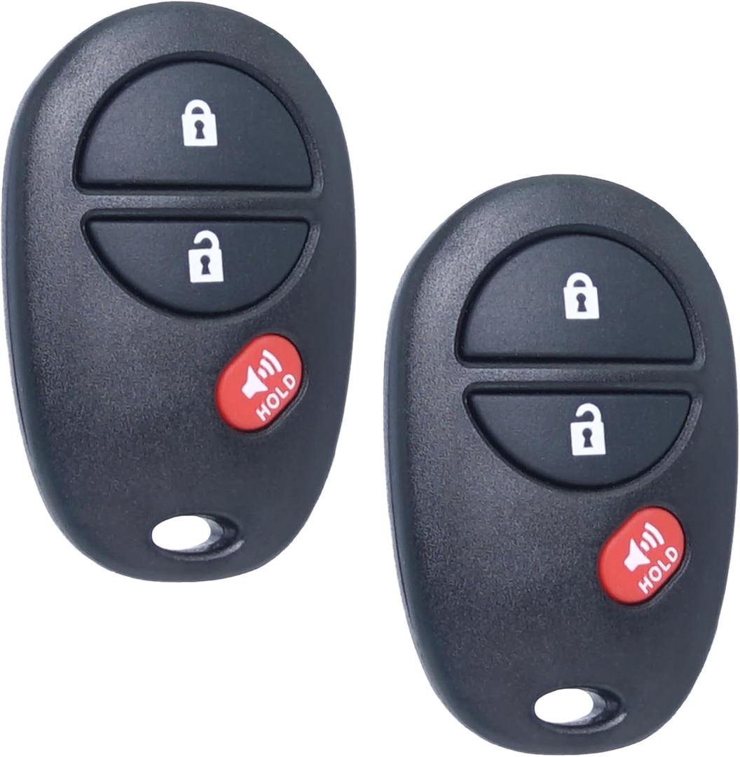 2 x SUPALAND Key Fob Keyless Entry Fits for Toyota 2007-2017 Tundra /2005-2016 Tacoma / 2008-2013 Highlander / 2004-2015 Sienna /2008-2016 Sequoia Remote Control Replacement GQ43VT20T 89742-AE010