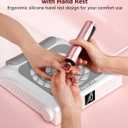 Upgraded Nail Dust Collector with Hand Rest, 10 Speeds, Reusable Filter, Quiet & Rechargeable, Professional Nail Fan Dust Tech Machine for Acrylic Gel Nails Polishing, Salon & Home, White