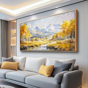 ZUITINGHUA Wood Framed Canvas Wall Art For Living Room Wall Decor For Bedroom Office Wall Decorations Yellow Tree Landscape Paintings Mountain Pictures Artwork Room Aesthetic Home Decor 20x40 In (40L" x 20W")