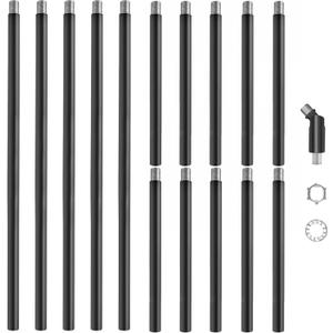 Matte Black M10 Threaded Extension Rod Set,5 PCS 12 Inch Chandelier Extension Rods & 10 PCS 6 Inch Lighting Fixture Downrods & Stems for Chandeliers,Pendant Lights,Island Lighting