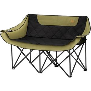 SAN HIMA Double Camping Chair, 40.7" Camping Couch, Padded Folding Loveseat, Green 