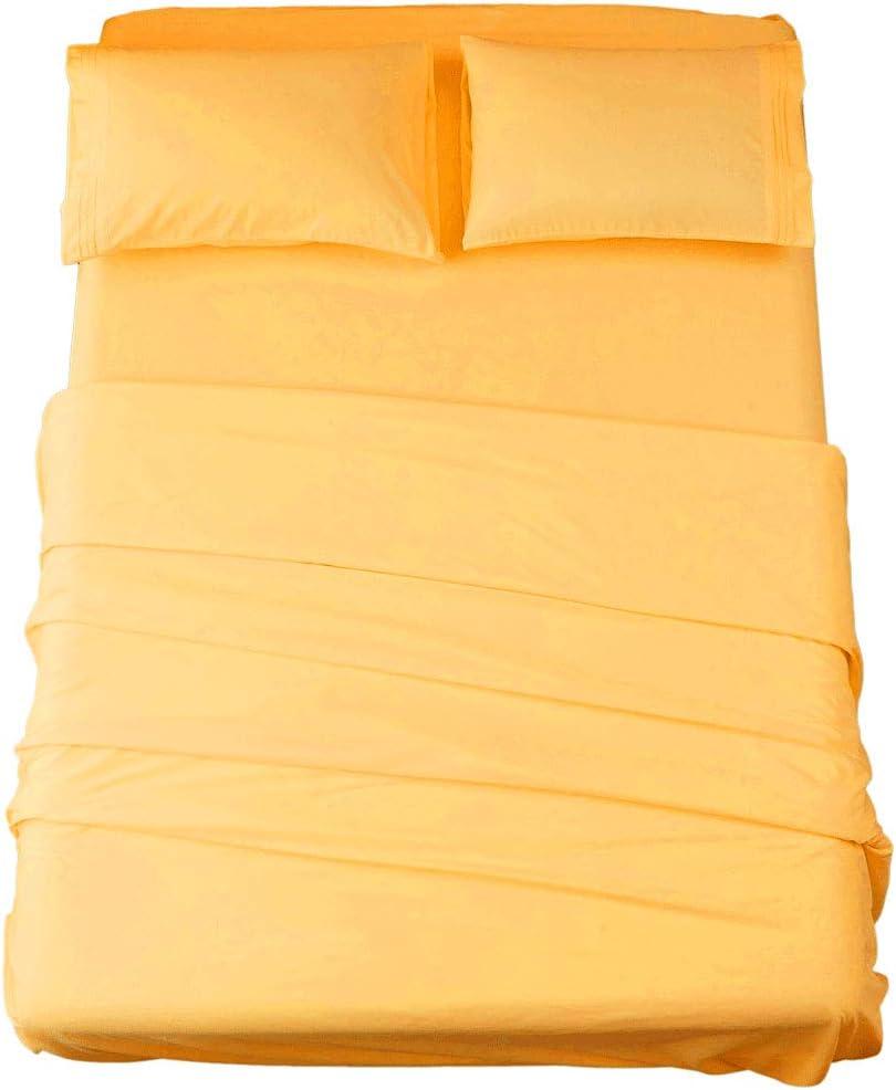 SONORO KATE Bed Sheet Set Super Soft Microfiber 1800 Thread Count Luxury Egyptian Sheets 16-Inch Deep PocketWrinkle and Hypoallergenic-3 Piece (Yellow, Twin XL)