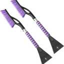 27" Snow Brush and Ice Scrapers for Car Windshield 2 Pack |Scratch-Free Bristle Head PVC Snow Brush & Foam Grip Window Snow Scraper Snow Removal Tool with Aluminum Body for Truck, SUV,Purple