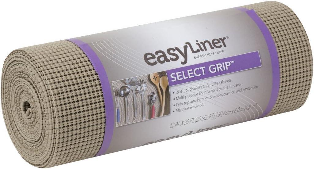 Duck Non-Adhesive Shelf Liner Select Grip EasyLiner, 12-inch x 20 Feet, Taupe