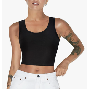 tagunop Women's Summer Tank Tops Sleeveless Scoop Neck Basic Cami Tee Shirts Casual Ribbed Slim Fitted Top Black M