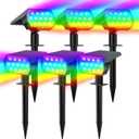 WELALO Solar Color Changing Spot Lights Outdoor, Waterproof Solar Christmas Lights, 7 Modes Multicolor RGB Landscape Spotlights for Garden Yard Driveway Lawn Patio Pathway Easter Decorations, 6 Pack