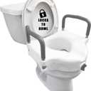 Carex E-Z Lock Raised Toilet Seat with Handles - 4.5 Inch Toilet Seat Riser with Arms, Toilet Riser Fits Most Toilets, Elongated or Round, Toilet Seat Lifter, White