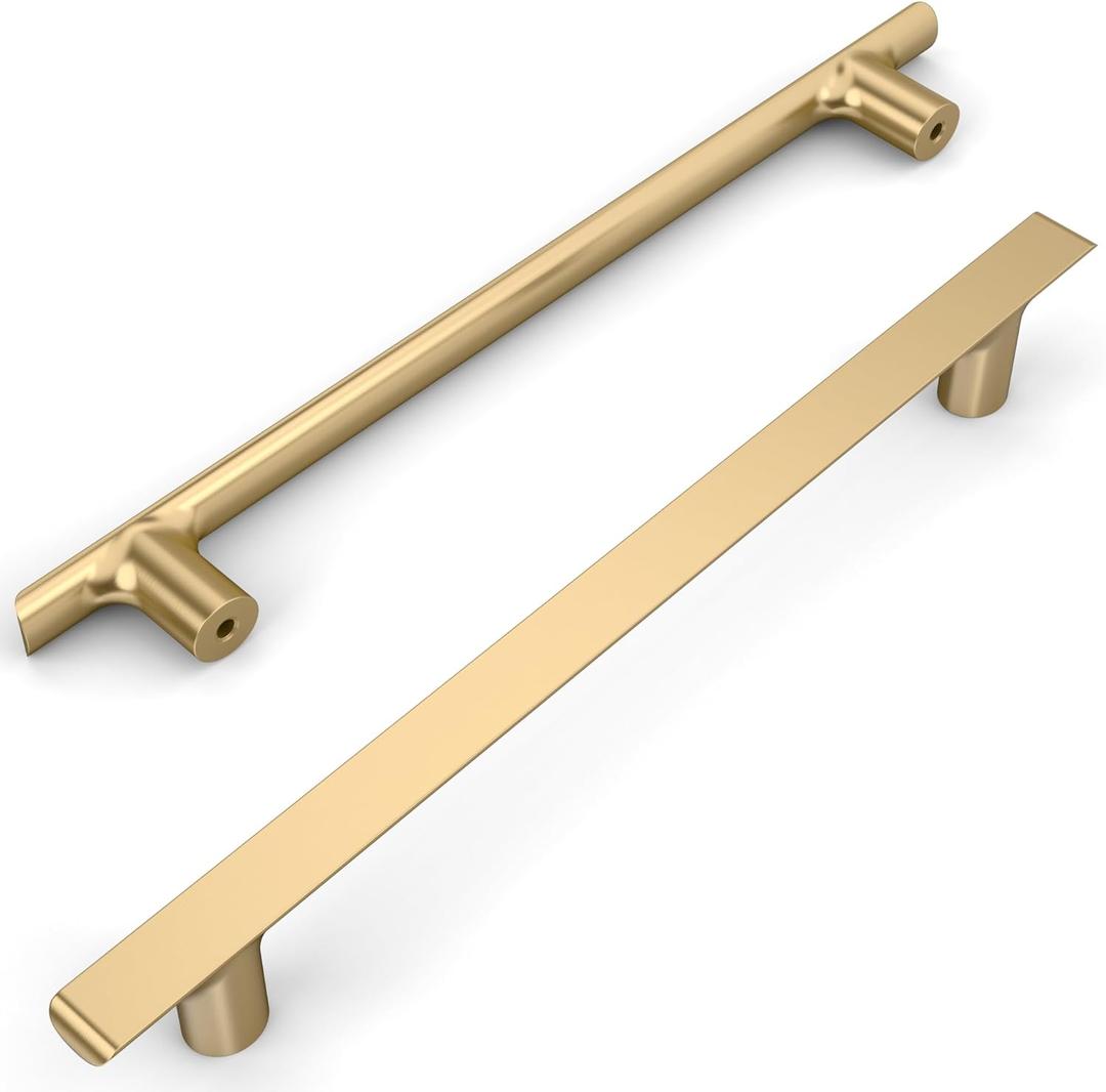 Amerdeco 10 Pack Champagne Bronze Cabinet Pulls 10 Inch(256MM) Hole Centers Kitchen Cabinet Handles Hardware Kitchen Handles for Cabinets Cupboard Handles Drawer Pulls ZH0028