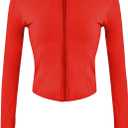 Lviefent Womens Lightweight Full Zip Running Track Jacket Workout Slim Fit Yoga Sportwear with Thumb Holes (Large, Red)