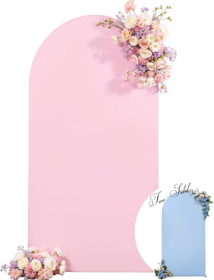 Wedding Arch Backdrop Cover, 6FT Blue Pink Arch Cover Stretchy Backdrops, Double-Sided Arch Stand Covers for Wedding Ceremony, Baby Shower, Birthday Party Decoration
