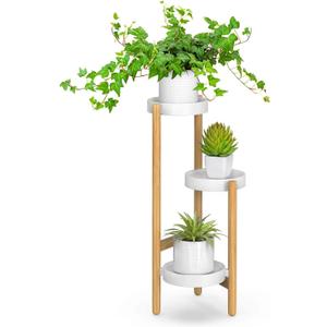 Wisuce Bamboo Plant Stands Indoor, 3 Tier Plant Stand Tall Corner Plant Stand Holder & Plant Display Rack for Outdoor Garden Indoor Home (3 Tier -1)