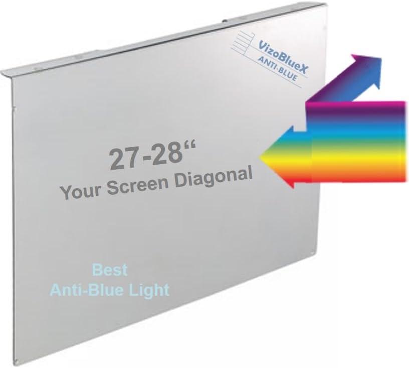 VizoBlueX 27-28 inch Anti-Blue Light Filter for Computer Monitor. Blue Light Monitor Screen Protector panel (24.8"x14.6") Fits LCD TV PC Mac Monitors