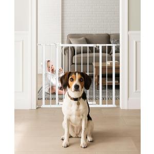 Baby Gate for Stairs, 28.5"-40" Adjustable Width, 30" Height, Dog Gate for Doorways with Pressure & Wall Mount Kits, Baby Safety Gate for Stairs, Doorways, and Indoor Use (white28.5-40",30")