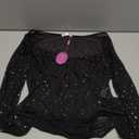 Avidlove Women Long Sleeve Bodysuit Sparkle Body Suits Top Mesh One Piece Leotard Shirt Going Out Tops Fall Outfits S-XXL (Large, Black)