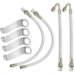 Tires Air Inflation Kit, Valve Stem Extenders, Valve Stem Extension, Tire Valve Extension. Double Tires Air Inflation Kit for Easy Connection to Tire Valves and Equipment, sliver