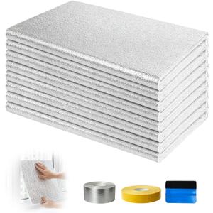Garage Door Insulation Kit, Pre-Cut 6MM Thick EPE Foam with Double Aluminum Foil, Energy Saving Insulation Panels, Heat & Cold Barrier, Easy DIY Install with Tape & Scraper (24" x 48", 8 PCS)