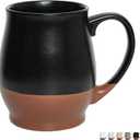 Bosmarlin Extra Large Ceramic Coffee Mug, 24 Oz, Dishwasher and Microwave Safe, Big Oversized Tea Cup, Reactive Glaze (Black)