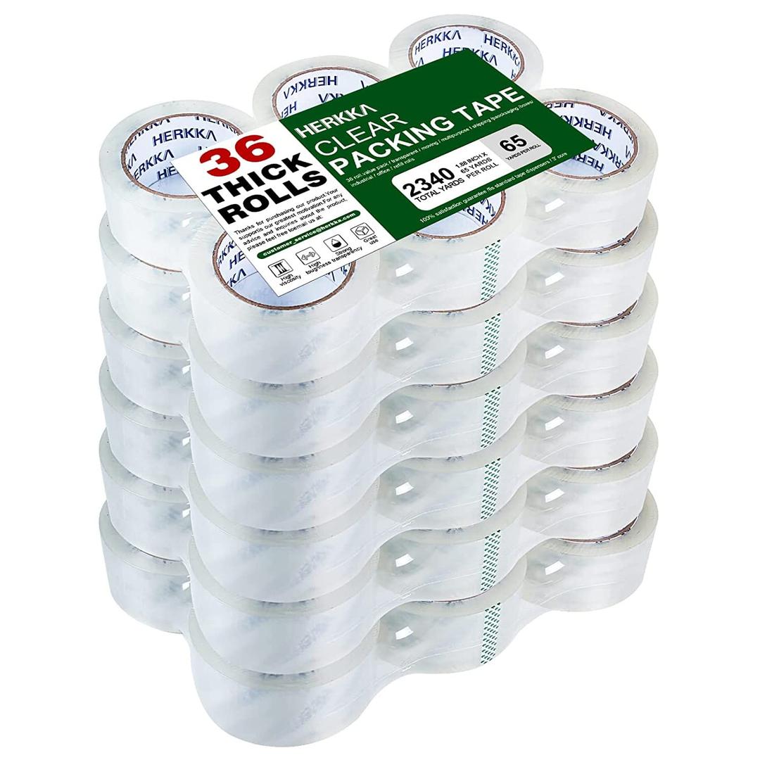 HERKKA Clear Packing Tape, 36 Rolls Heavy Duty Packaging Tape for Shipping Packaging Moving Sealing, Thicker Clear Packing Tape, 1.88 inches Wide, 65 Yards Per Roll, 2340 Total Yards HERKKA Clear Packing Tape, 36 Rolls Heavy Duty Packaging Tape for Shipping Packaging Moving Sealing, Thicker Clear Packing Tape, 1.88 inches Wide, 65 Yards Per Roll, 2340 Total Yards