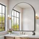 GLASHOM Arched Bathroom Mirror, 36"x48" Black Arched Mirror for Bathroom, Wall Mounted Mirror, Black Vanity Wall Mirror w/Metal Frame for Bedroom, Entryway, Living Room, Vertically Hanging