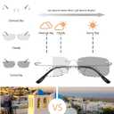 Bifocal Reading Glasses For Women Fashion, Photochromic Rimless Presbyopia Glasses Men-Anti UV/Blue Light +1.50