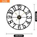 LEIKE Large Wall Clocks,Silent,Non Ticking,Battery Operated Big Retro Round Modern Metal Wall Clock for Living Room, Bedroom,Dinning Room,Farmhouse,Office,Home Decor-20 Inch(Black-Arabic Number)