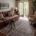 Area Rug 10x14 Washable Brown Vintage Traditional Mat Distressed Indoor Foldable Thin Retro Accent Floral Non Slip Carpet for Living Room Dining Room Office