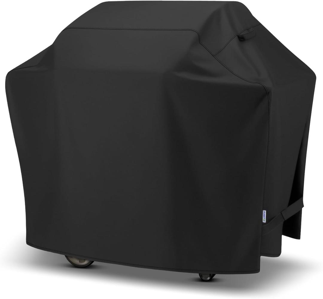 SunPatio Grill Cover 55 Inch, Outdoor Heavy Duty Waterproof Barbecue Gas Cover, UV & Fade Resistant, All Weather Protection Compatible for Weber Charbroil Nexgrill Kenmore Grills and More, Black