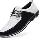 Mens Dress Shoes Casual Business Oxford Derby Orthopedic Leather Shoes Simple Lace-up Walk Loafers Flats Shoes for Men (9.5, White)