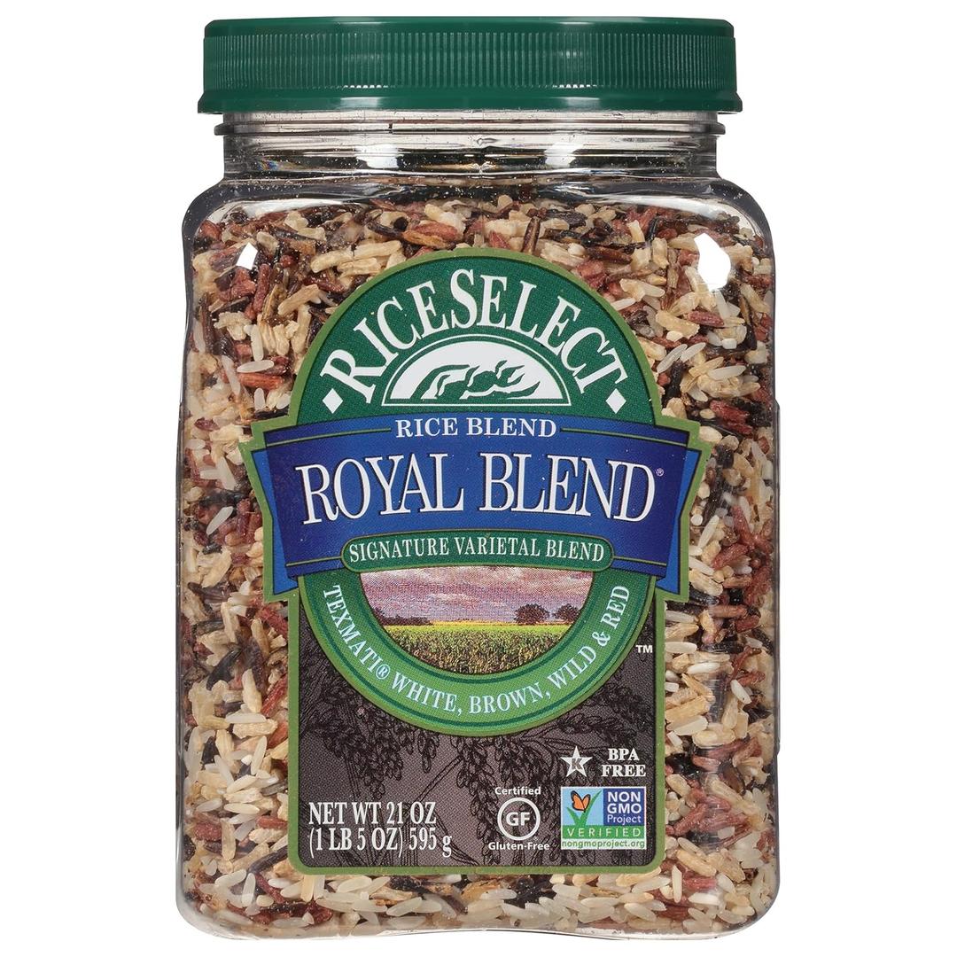 RiceSelect Royal Blend, Blend Of Texmati White, Brown, Red, And Wild Rice, Premium Gluten Free Rice, Non-GMO, 21 Ounce Jar (1.31 Pound (Pack of 1), Multi)
