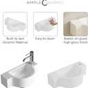 Wall Mount Bathroom Vessel Sink, 17.8 Floating Ceramic Basin for Small Bathroom with Pop-up Darin, No Overflow, White