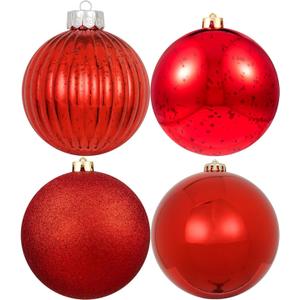 6in Large Christmas Ornaments Shatterproof Christmas Ball Ornaments Giant Xmas Tree Decoration Decorative Hanging Mercury Balls for Party,Home,Holiday (Red,4pc)