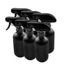 The Bottle Depot - 6 Pack - 8 oz Glass Spray Bottles with Black Trigger Sprayers - Black Frosted - 28-400 Neck Finish - Boston Round Bottles - UV Rays Protection