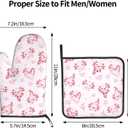 Cute Cartoon Axolotl Oven Mitts and Pot Holders Heat Resistant Oven Mitts Safe for Baking Cooking BBQ