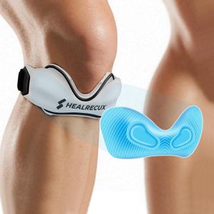 Healrecux Patellar Tendon Support Strap, Silicone Patella Knee Strap, Non-Slip Patella Band Knee Brace for Jumpers Knee, Tendonitis, Basketball, Volleyball - White 1 Pack