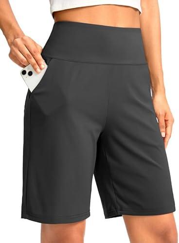 G Gradual Women's Bermuda Long Shorts with Pockets 9" High Waisted Knee Length Shorts for Women Walking Athletic Workout 2XL