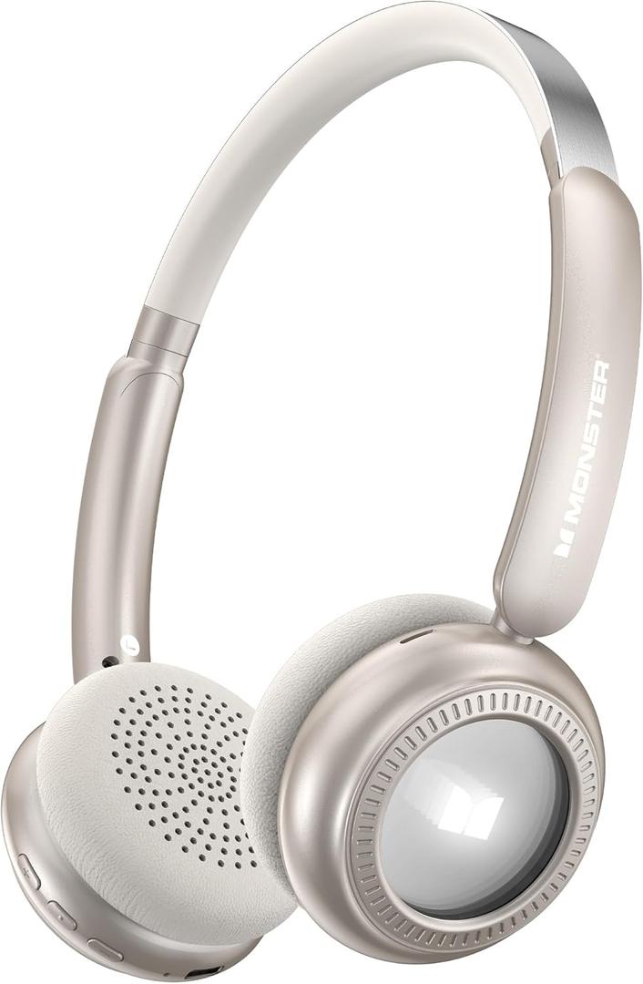 Monster N-Tune MINI 01 Wireless On-Ear Headphones - Bluetooth 6.0 Wireless Headset with Speed Charge, Clear Audio, 50H Playtime, Comfortable & Lightweight Design, Hands-Free Calls (White)