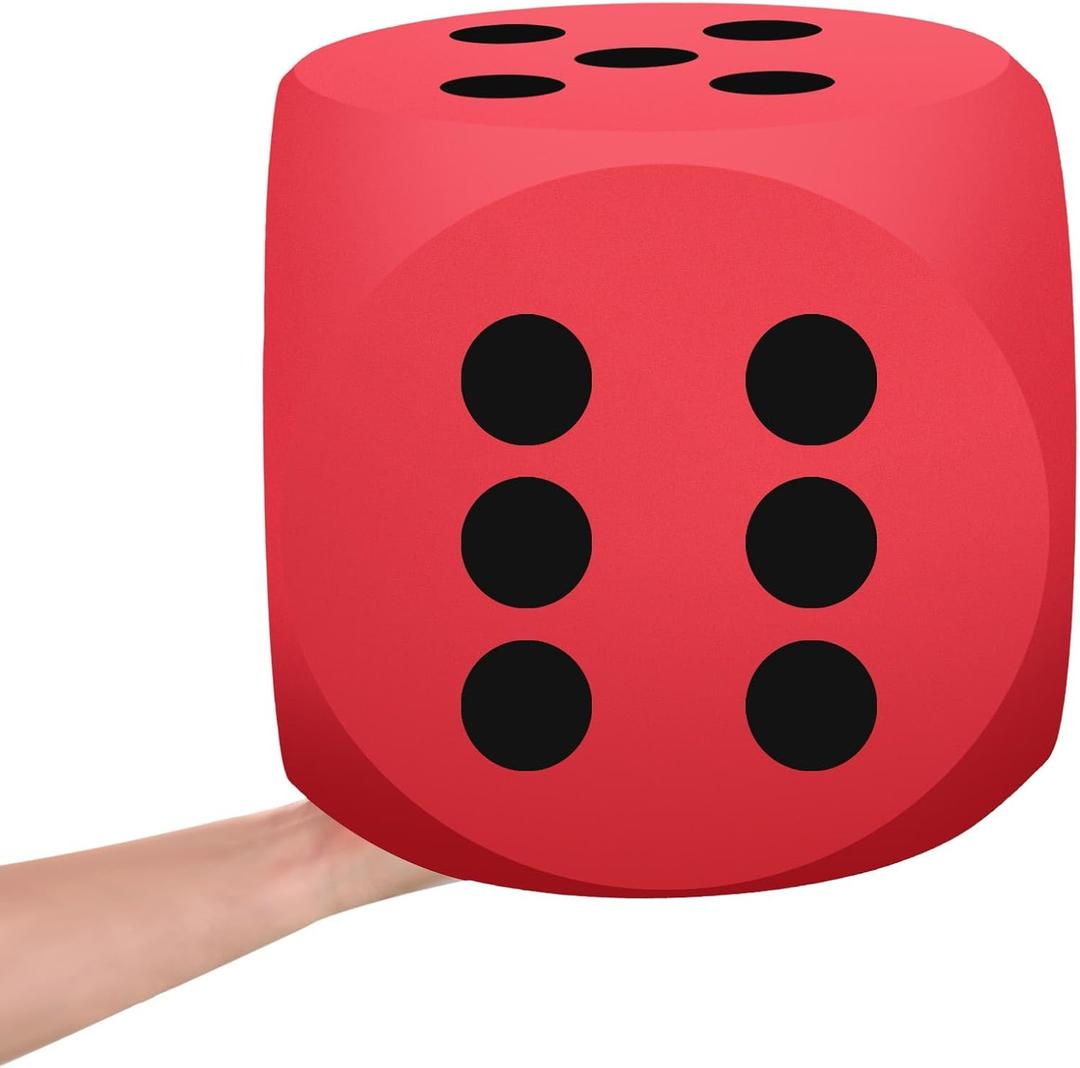 Shappy 7.9 Inches Foam Dice Fun Filled Large Educational Toy Kawaii Giant Dice Jumbo Decorative EVA Foam Big Square Building Blocks for Board Game Learning Sessions(1 Pc,Red)
