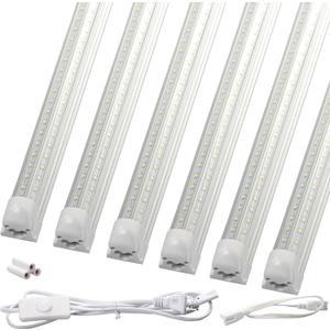 72W LED Shop Lights, 4FT 10800LM 6500K Daylight Shop Light Bar with 59" Plug, Garage Light Linkable Clear Cover Integrated V-Shape for Warehouse Workbench Workshop(6Pack)